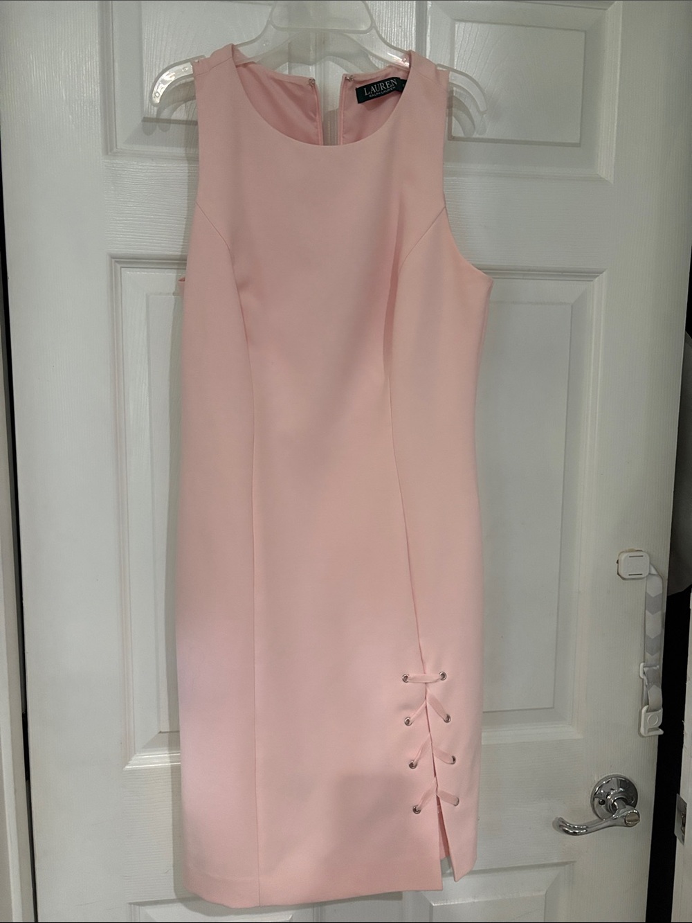 Lauren Ralph Lauren Pale Pink Sleeveless Midi Sheath Dress Size 6